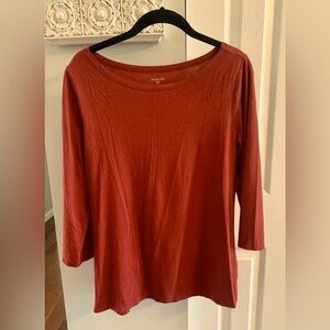 Garnet Hill Burgandy Organic Pima Cotton Blend Tee